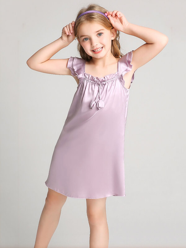 19 Momme Sweet Ruffled Silk Dress for Girls